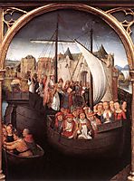 The Departure of Saint Ursula from Basle, panel from The Reliquary of St. Ursula, 1489, memling