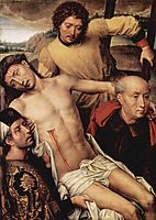 Descent from the Cross, left hand panel from the Deposition Diptych , 1494, memling