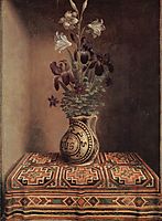 Still Life with a Jug with Flowers. The reverse side of the Portrait of a Praying Man, c.1480, memling
