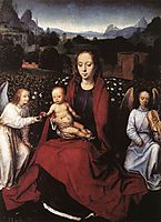 Virgin and Child in a Rose Garden with Two Angels, c.1480, memling