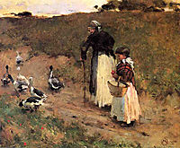 Old Woman with Child and Goose, 1885, metcalf