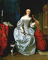 Woman Playing a Viola de Gamba, 1663, metsu