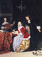 A Young Woman Composing Music, c.1663, metsu