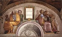 The Ancestors of Christ: Jacob, Joseph, 1512, michelangelo