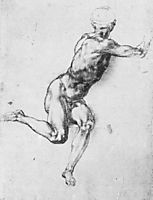 Battle of Cascina: Study for a figure, 1504-1505, michelangelo