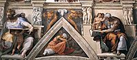 Ceiling of the Sistine Chapel: detail, 1508-1512, michelangelo