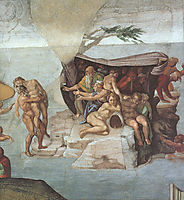 Ceiling of the Sistine Chapel: Genesis, Noah 7­9: The Flood, right view, 1508-1512, michelangelo
