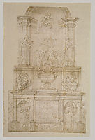 Design for Julius II tomb (first version), c.1540, michelangelo