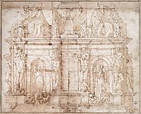 Design for Julius II tomb (second version), c.1540, michelangelo