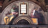 Lunette XI Jesse, David and Solomon, Sistine Chapel, 1511, michelangelo