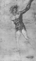 Male nude, study for the Battle of Cascina, 1503, michelangelo