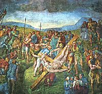 martyrdom of Saint Peter, 1550, michelangelo