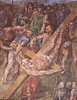 martyrdom of Saint Peter: detail, 1550, michelangelo