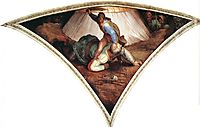 Sistine Chapel Ceiling: David and Goliath, 1509, michelangelo