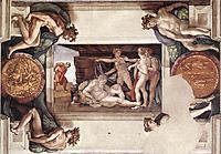 Sistine Chapel Ceiling: Drunkenness of Noah, 1509, michelangelo