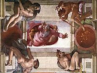 Sistine Chapel Ceiling: God Dividing Land and Water, 1512, michelangelo