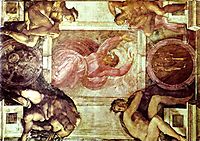 Sistine Chapel Ceiling: God Dividing Light from Darkness, 1512, michelangelo