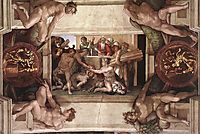 Sistine Chapel Ceiling: Sacrifice of Noah, 1512, michelangelo