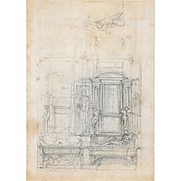 Studies for a double tomb wall, c.1520, michelangelo