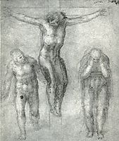 Study for Christ on the cross with Mourners, 1546-1548, michelangelo