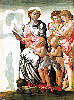 The Virgin and Child with Saint John and Angels (Manchester Madonna), c.1497, michelangelo