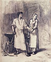 The Blacksmith and His Bride, 1848, millet