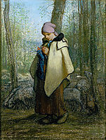 The Knitting Shepherdess, 1857, millet