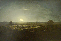 The sheep pen, moonlight, 1873, millet