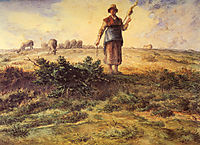 A Shepherdess and her Flock, millet