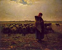 Shepherdess with her flock, 1864, millet