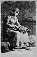 Woman Carding Wool, c.1855, millet
