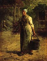 Woman Carrying Firewood and a Pail, 1860, millet