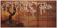 Flowering Cherry with Poem Slips, mitsuoki