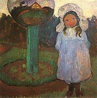 Girls in the garden with glass ball (Elsbeth), 1902, modersohnbecker