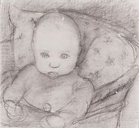 Infant in seat, 1902, modersohnbecker