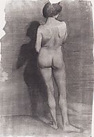 Standing female nude, against a dark wall, 1900, modersohnbecker