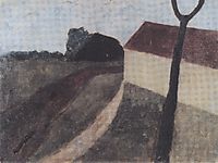 Twilight landscape with house and fork, c.1900, modersohnbecker