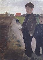 Two boys on Moorkanal, c.1900, modersohnbecker