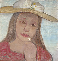 Young Girl With Straw Hat And A Flower In Her Hand, 1902, modersohnbecker