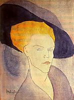 Head of a Woman with a Hat, modigliani
