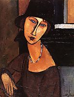 Jeanne Hebuterne with Hat and Necklace, 1917, modigliani