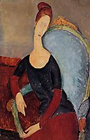 Portrait of Jeanne Hebuterne in a Blue Chair, 1918, modigliani