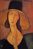 Portrait of Jeanne Hebuterne in a large hat, c.1918, modigliani