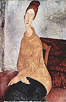Portrait of Jeanne Hebuterne in yellow sweater, 1918-1919, modigliani