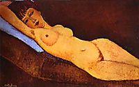 Reclining nude with Blue Cushion, 1917, modigliani