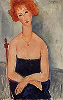 Redheaded woman wearing a pendant, modigliani