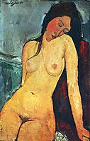 Seated female nude, 1916, modigliani