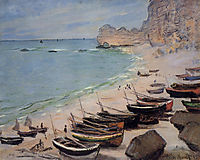Boats on the Beach at Etretat, 1883, monet