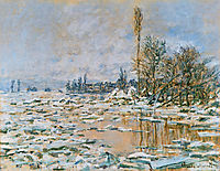 Breakup of Ice, Lavacourt, Grey Weather, 1880, monet