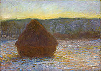 Grainstack, Thaw, Sunset, 1891, monet